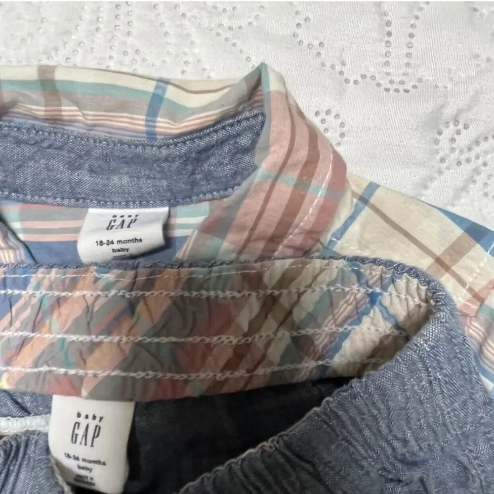 Gap Plaid Button Up Outfit Size 18-24m